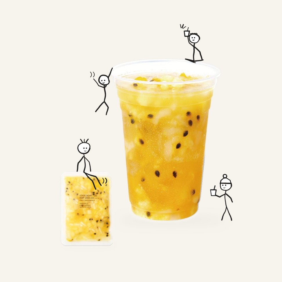Frozen Fruit Sauce Pineapple & Passion Fruit & Nata de Coco 90g