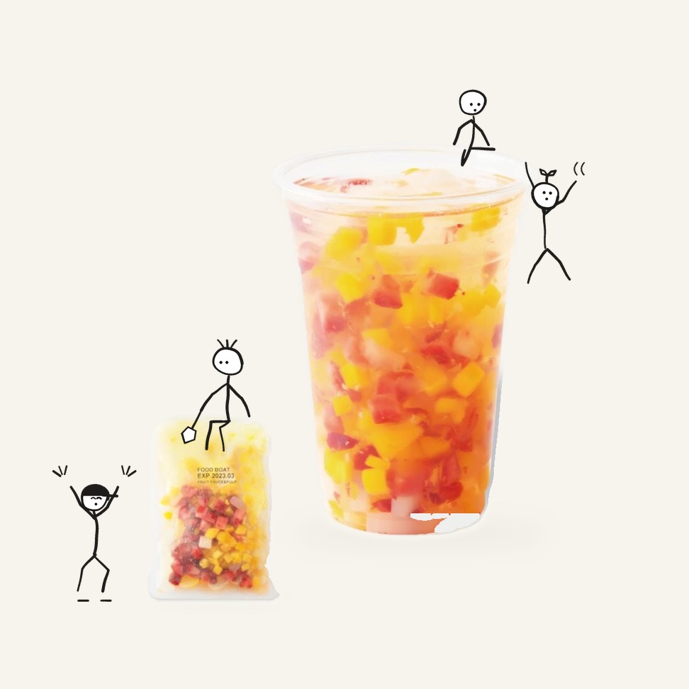 Frozen Reduced-Sugar Fruit Sauce Mango & Strawberry & Nata de Coco 115g